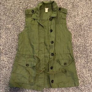Olive green linen vest